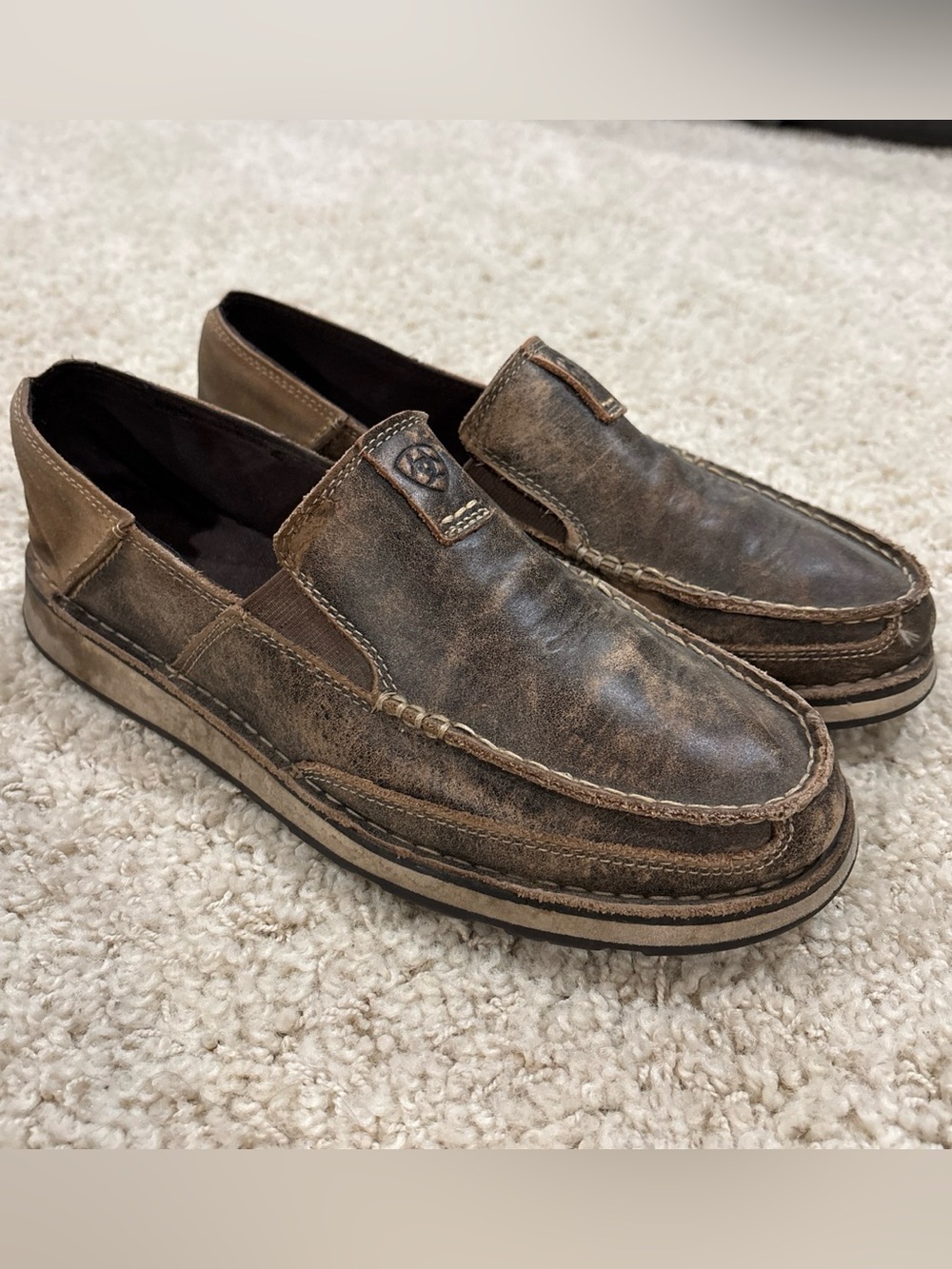 Ariat Men’s Cruiser 10023210 Brown Bomber Leather Slip On Casual Shoes Size 11D